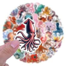 55 piezas Pegatinas lindas de pulpo, pegatinas divertidas de criaturas marinas de dibujos animados, pegatinas de tema oceánico, decoraciones artísticas a prueba de agua para sobres, botellas de agua, computadoras, portátiles, teléfonos, equipaje, cuadernos, refrigeradores