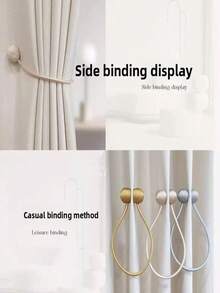1 pièce/2 pièces Attache-rideaux magnétique avec cordelettes, pinces à rideaux en forme d'écouteurs, fixations de rideaux sans perçage, accessoires de rideaux, attaches de rideaux, aimants de rideaux, fabriqués en cordons de torsion épaissis et aimants puissants, peuvent être utilisés comme supports de rideaux - Multicolore - Voir 3