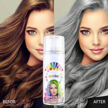 ONE-TIME USE Hair Color Spray For Women And Kids, Temporary Gray Hair Spray For Crazy Hair Day, Christmas Halloween Cosplay Party, Grey Washable Hair Dye (Gray, 120ml) - 彩色 - 查看 6