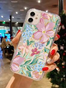 Funda de teléfono transparente con diseño de hoja floral y patrón de orquídea rosa, 1 pieza, resistente a golpes, compatible con iPhone 16 Pro Max, 15/14 Plus, 13/12/11 y series, a prueba de agua, resistente a caídas y arañazos, regalo de primavera, versión internacional, no la versión nacional - Multicolor - Ver 3