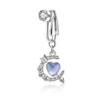 1 pieza Piercing para el ombligo con diseño simple de cabeza de gato/corazón, estilo mariposa de clip, sin necesidad de perforación, variedad de estilos