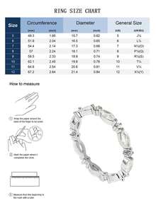 Charm-In 1 chiếc nhẫn đính đá Cubic Zirconia chất lượng cao dành cho nữ dùng khi đi làm hàng ngày - Bạc 2 - Xem 4