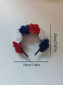 1pc World Cup National Flag Colors Flower Headband, National Day Party Parade Floral Wreath Hair Hoop Accessory