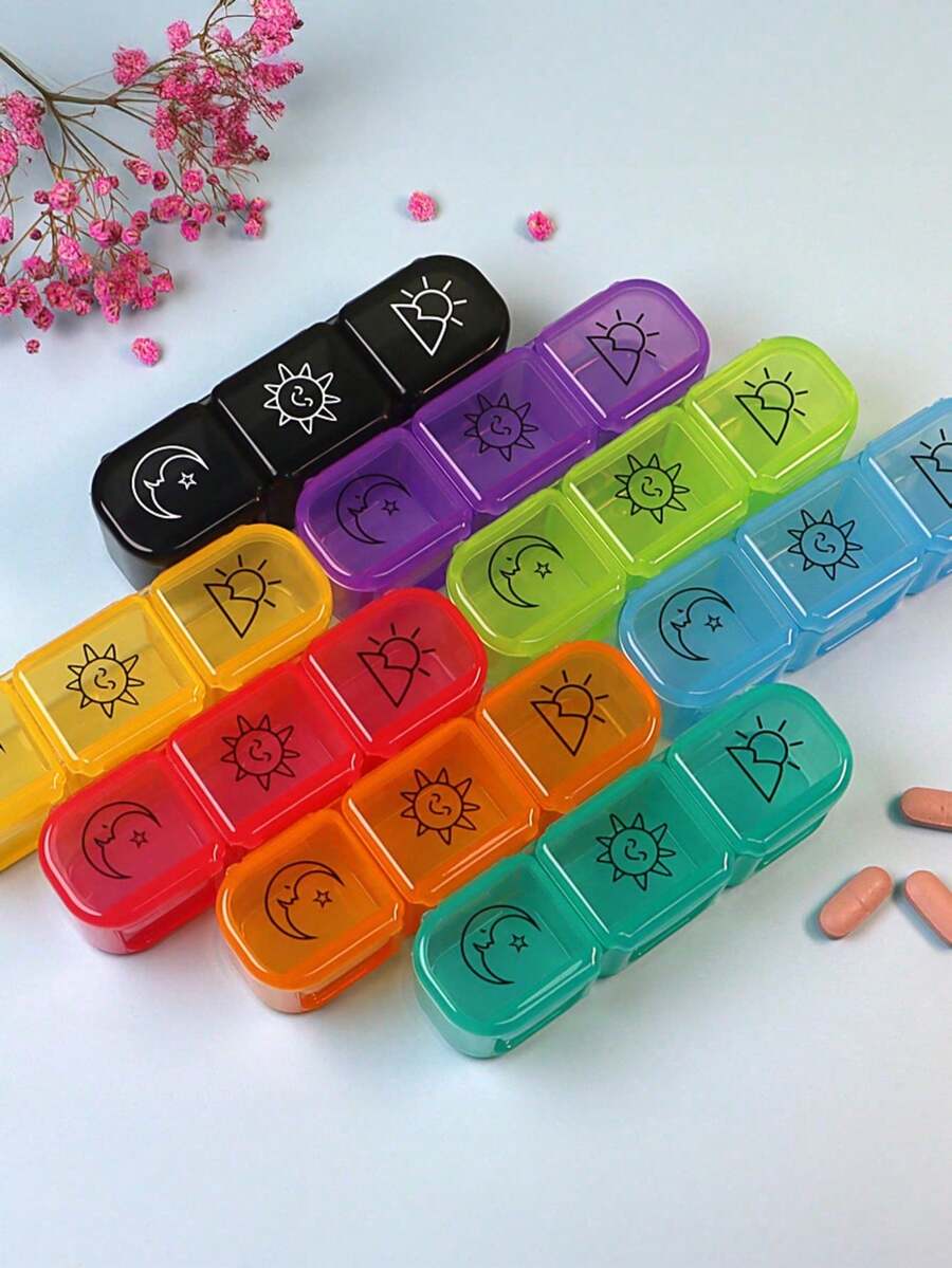 Hộp đựng thuốc 1 chiếc, Hộp đựng thuốc du lịch nhỏ gọn hàng tuần, Hộp đựng thuốc bỏ túi di động, Hộp đựng dầu cá Vitamin cho ví - Nhiều màu - Xem 1