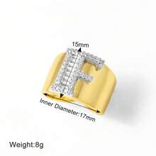 Chunky CZ Crystal 26 Letter Rings For Women Gold Silver Color Wide Rings Initial Jewelry Party Gifts