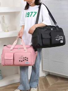 Bolsa de viaje con huellas de patitas de cachorro, bolsa de deporte y mochila multifunción, bolsa de viaje de nailon de gran capacidad y casual, ligera, adecuada para gimnasio, deportes, pernoctación