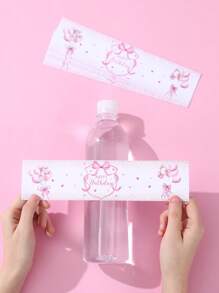 10/24 Stücke rosa Schleifenmuster Geburtstags Flaschenetiketten Aufkleber, rosa Schleifenthema Flaschenetiketten für Geburtstags-Baby-Dusche Geschlechts-Enthüllungs-Party Geschenkverpackung Aufkleber, Familien Feiertags-Party Gastgeschenke Heim Esszimmerdekoration, rosa Schleifenwasser Flasche Geschenkverpackung Aufkleber, Geschenkverpackung Zubehör, Geburtstags Party Dekorationen, Geburtstag Party Zubehör, Party Gastgeschenke