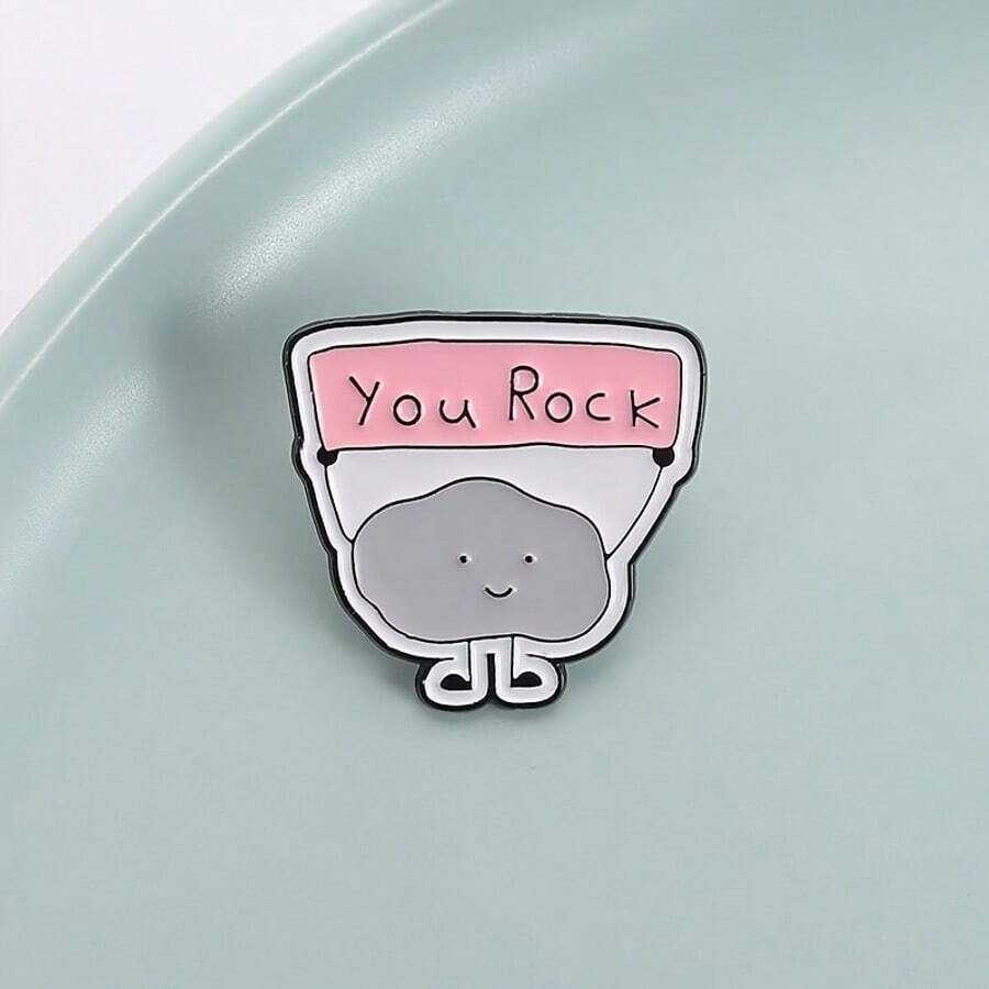 1 件 You Rock 可爱珐琅别针徽章 - 异想天开的云形合金胸针，带有粉色“YOU ROCK”珐琅，耐用的金属配件，适用于衣服、背包、夹克 - 粉紅色和灰色 - 查看 1