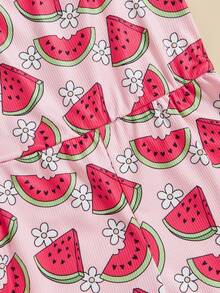 Toddler Baby Girl Summer Clothes Floral Romper Tie-Up Strap Halter Jumpsuit Infant Summer Sling Playsuit 6M-3T - 西瓜粉 - 查看 6