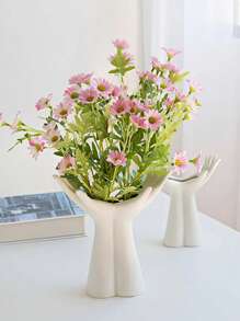 1pc Creative White Matching Vase, Resin Vase, Ideal Bookshelf, Table, Bookshelf, Fireplace, Entrance Decoration, Modern Home Decoration For Living Room And Bedroom, Center Decoration, Mother's Day Gift, Graduation Gift, Wedding Decoration