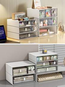 Organizador de escritorio multifuncional con cajones, caja de almacenamiento para productos de cuidado de la piel, papelería, joyería, cosméticos, para oficina, dormitorio, herramientas de maquillaje, accesorios para el cabello, portabarras de labios y perfumes, organizador de maquillaje