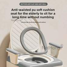 NetHong Adjustable Commode Chair Seat Portable Bedside Toilet Mobility Aid With Armrests - Grey - View 4