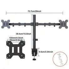 13"- 27" Double Dual Display Computer Screen Monitor Arm Mount Desk Stand LED CC - Black - View 3