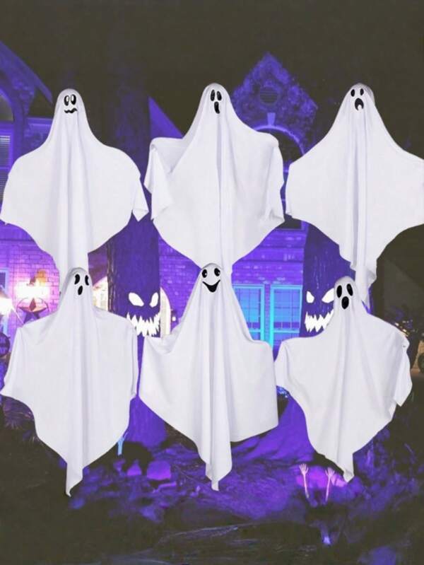 1 Peça Decoração de Ambiente de Pendente do Pequeno Fantasma do Terror Branco do Festival de Halloween, Decoração Interna e Externa do Pátio/Varanda, Suprimentos de Festa do Festival, Natal (Pode haver alguns pequenos defeitos durante o processo de produção)