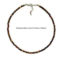 1 pieza Collar de cuentas de ojo de tigre de piedra natural vintage simple, gargantilla de piedra pequeña, para el Día de San Valentín, ocasiones diarias, como regalo