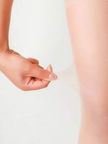 1 par de pantis para mujer de punta abierta, medias ultra finas, mallas transparentes de hilo central, lencería de punta abierta - Beis - Ver 3