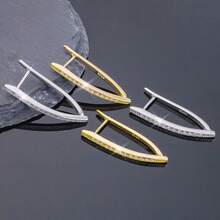 Brincos de pino de prata esterlina 925 com zircônia cúbica geométrica para mulheres, estilo minimalista