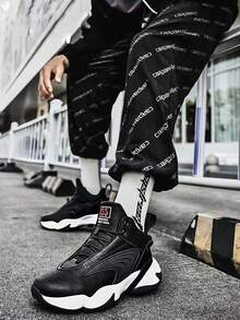 Zapatillas de baloncesto PU de nuevo estilo, cómodas y a la moda para hombre, zapatillas deportivas de material de alta calidad, zapatillas de deporte de alta calidad. - Negro - Ver 1