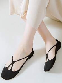 1/5/9双装女士超薄透气隐形低帮船袜，硅胶防滑内衬袜，适合高跟鞋，夏季薄款 - 彩色 - 查看 3