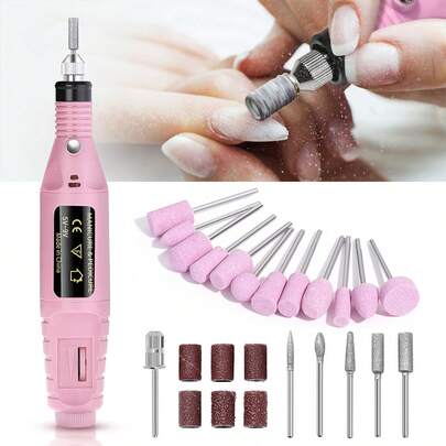 Professional Electric Nail Drill Machine Nails File Manicure Set Low Noise Gel Art Remover Pedicure Tool Glazing Polisher Polishing Grinder Variety Electric Nail Drill Bits Versatile Nail Art Equipment For Salon-Quality Results