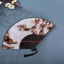 1pc 23cm Chinese Style Folding Fan, 7 Inch Handheld Bamboo Bone Fan For Women, Random Fan Hole Design, Great Gift And For Dance Performance - Folding Fan 4 - View 26