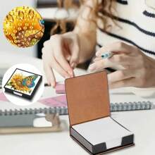 5D DIY Diamond Painting Set - Sunflower & Butterfly Pattern Memo Pad Box - Unique Handmade Gift, Diamond Art Kit, Asymmetrical Round Shape, Special Handmade Gift For Office And Home Desk