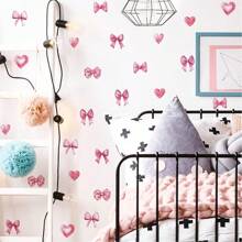 48pcs Pink Bowtie Dr For Bathroom And Bedroom Bow Wall Stickers And Decals Bow Room And Wall Dr Heart Dration Vinyl Peel And Stick Room Dration