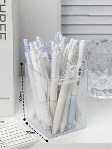 (1 件) 极简主义品质透明亚克力 DIY 多功能笔筒、化妆品收纳盒、文具收纳盒、化妆刷架，适用于办公室和书房、返校、学校用品、铅笔盒、铅笔袋、书包