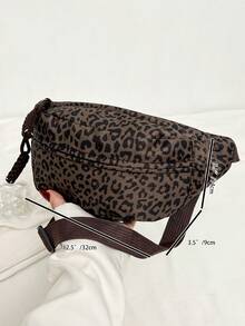 时尚豹纹尼龙面料运动休闲女士胸包，简约旅行街头风格 - 彩色 - 查看 10