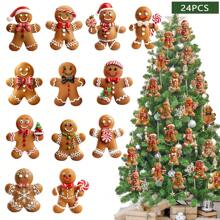 1/24 Bucăți Ornamente de Crăciun din Lemn cu Turtă Dulce - Decorațiuni de Sărbători Durabile și Colorate pentru Acasă și Petrecere, Decorațiuni Agățate Versatile pentru Crăciun, Ziua Recunoștinței, Anul Nou și Alte Sărbători, Figurine de Sărbători pentru Brad, Șeminee și Decorațiuni de Cameră