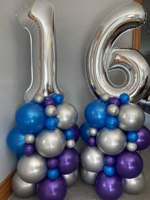 40 Inch Silver Mylar Number Balloons, Large Foil Digit Balloons For Birthday Party Decor, Wedding Anniversary Celebration Supplies