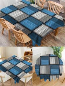 Toalha de mesa estampada com padrão geométrico, toalha de mesa moderna retangular/redonda de poliéster à prova d'água, toalha de mesa com impressão digital adequada para sala de estar, casa, jantar ao ar livre, mesa redonda pequena - Multicolorido - Ver 3