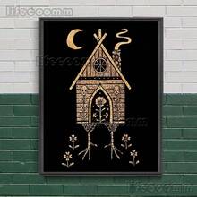 Baba Yaga Witch House Abstract Vintage Wall Art Canvas Painting Slavic Forest Witchcraft Cabin Art Poster Gift Optional Frame - Nhiều màu - Xem 69