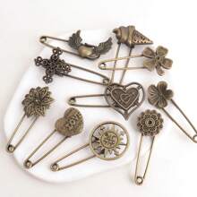 5/10/20pcs Assorted Vintage Style Alloy Brooch, For DIY Jewelry Making
