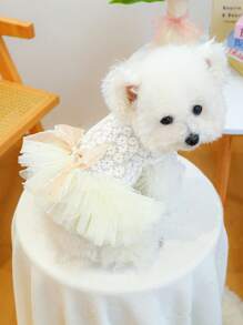 1pc Pet Dress, Dog/Cat Apparel, Stylish & Cute Outfit For Small Pets, Casual & Romantic Wedding Veil Themed Clothes