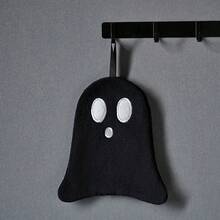 1 pieza/paquete múltiple Toalla de mano con diseño de mano negra de fantasma, decoración colgante de baño linda para Halloween, toalla de punta de dedo de felpa de coral suave y absorbente, para el hogar, la cocina, la toalla de té, regalo de Halloween, decoración de baño de otoño/invierno