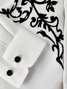 Camisa negra resistente y versátil para hombres, que desbloquea el encanto del vaquero occidental, camisa de manga larga estampada para hombres, y elegante, que enciende el ambiente callejero, otoño - Blanco - Ver 6