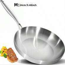 High Quality Three-Layer Stainless Steel Frying Pans, Deep Frying Pans, Uncoated Non Stick Frying Pans, Household Frying Pans, Electromagnetic Cooking Pans, Dishwashers, And Ovens Are Safe, Fast, And Evenly Heated, With Heavy-Duty Detachable Handles