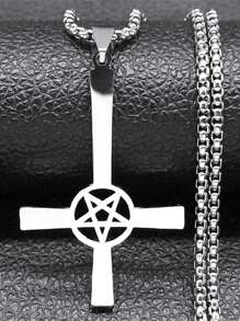 Inverted Cross Occult Pentagram Necklace Upside Down Cross Gothic Satan Necklaces  Satan