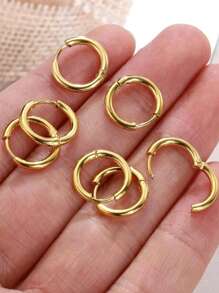 10pcs Stainless Steel Ear Hoop Earrings Women Earrings Men Punk Hiphop Gift Fashion Jewelry Piercing Accessories