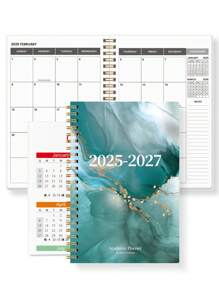 Planificador mensual 2025-2027, planificador mensual de 2 años, de JULIO.2025 a JUNIO.2027, 5.6" X 8.0", planificador mensual simple con encuadernación espiral, perfecto para el horario escolar y de oficina, útiles escolares color turquesa