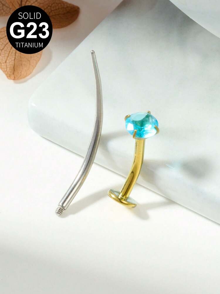 Titanium Flat Back Belly Button Ring With 1pc Curved Piercing Taper ASTM F136 Internally Threaded Navel Ring 14G CZ Ball Belly Navel Rings 10mm Bar Body Piercing Jewelry For Woman - 1*Navel Ring+1*Curved Piercing Taper - View 17