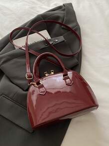 Bolso de mano simple de color sólido y brillo de PU, multifuncional, perfecto para compras, monedero, jóvenes, estudiantes universitarias, ejecutivos. Ideal para la oficina, la universidad, el trabajo, los negocios, los viajes, actividades al aire libre y excursiones.
