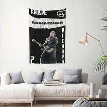 RAMMSTEIN Tapestry Wall Hanging And Desktop Covering, Suitable For Living Room, Bedroom, Dormitory Decoration, Living Room Decoration, Decorative Wall Pieces, Animation Room Decoration - 黑色 - 查看 2
