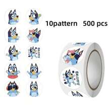 Bluey Bluey 500pcs Bluey Cartoon Stickers - 7 Adorable Designs, Thick & Durable Decals For Laptops, Luggage, Notebooks | Perfect For School, Travel & DIY Crafts(Random Style)