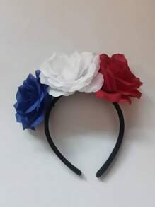1pc World Cup National Flag Colors Flower Headband, National Day Party Parade Floral Wreath Hair Hoop Accessory