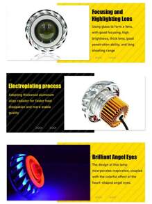 1 pezzo Faro a proiezione universale per motocicletta con luce a LED a doppio occhio da angelo e demone, lente faro per moto, luce ausiliaria per atmosfera