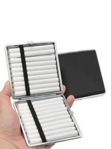 "1pc Portable Leather Cigarette Case For 20 Cigarettes - Slim 3-In-1 Creative Design For Easy Storage"