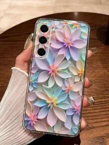 Flower 1pc Perforated Floral Printed Thick Shockproof Protective Phone Case Compatible With IPhone 16/11/16pro/16plus/16promax/16e/15Promax/13/14/12/XS/XR/7G/8P, Compatible With Samsung Galaxy S25/S25PLUS/S25 Ultra/A16/A36/A26/A56/A50/A12/A32/A52