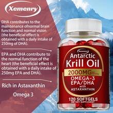 XEMENRY Antarctic Krill Oil - Joint, Heart, Brain & Immunity Supplements - 120pcs - 120 Capsules - 查看 5